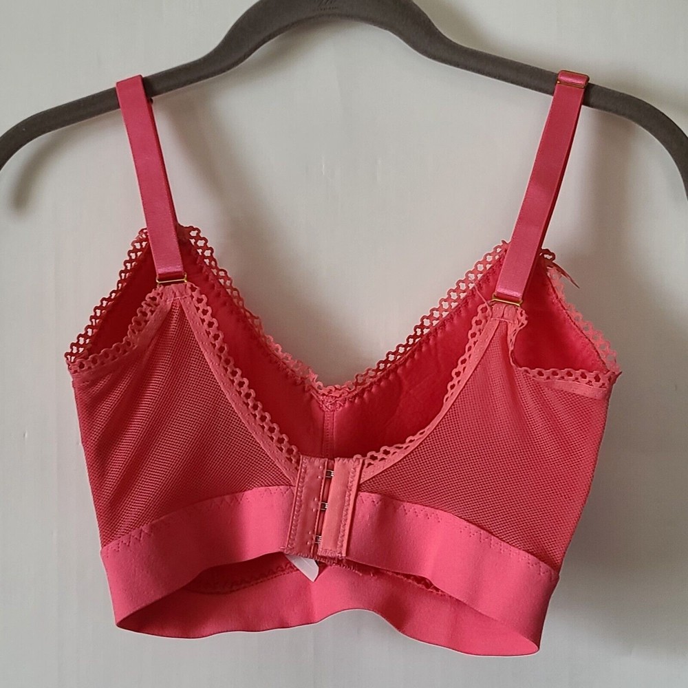 Rhonda Shear Mesh Wireless Lightly Padded Bra Sz XS Pink Adjustable Straps EUC - Picture 3 of 9
